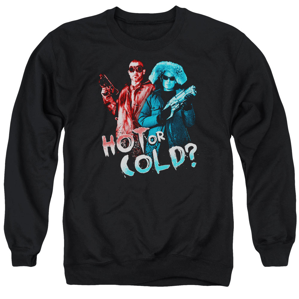 AN OFFCIALLY LICENSED ARROW HOT OR COLD ADULT UNISEX CREWNECK SWEATSHIRT BLACK