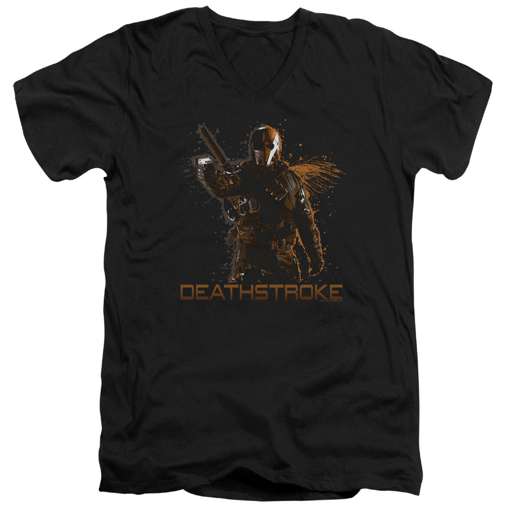 AN OFFCIALLY LICENSED ARROW DEATHSTROKE MEN'S V-NECK T-SHIRT BLACK