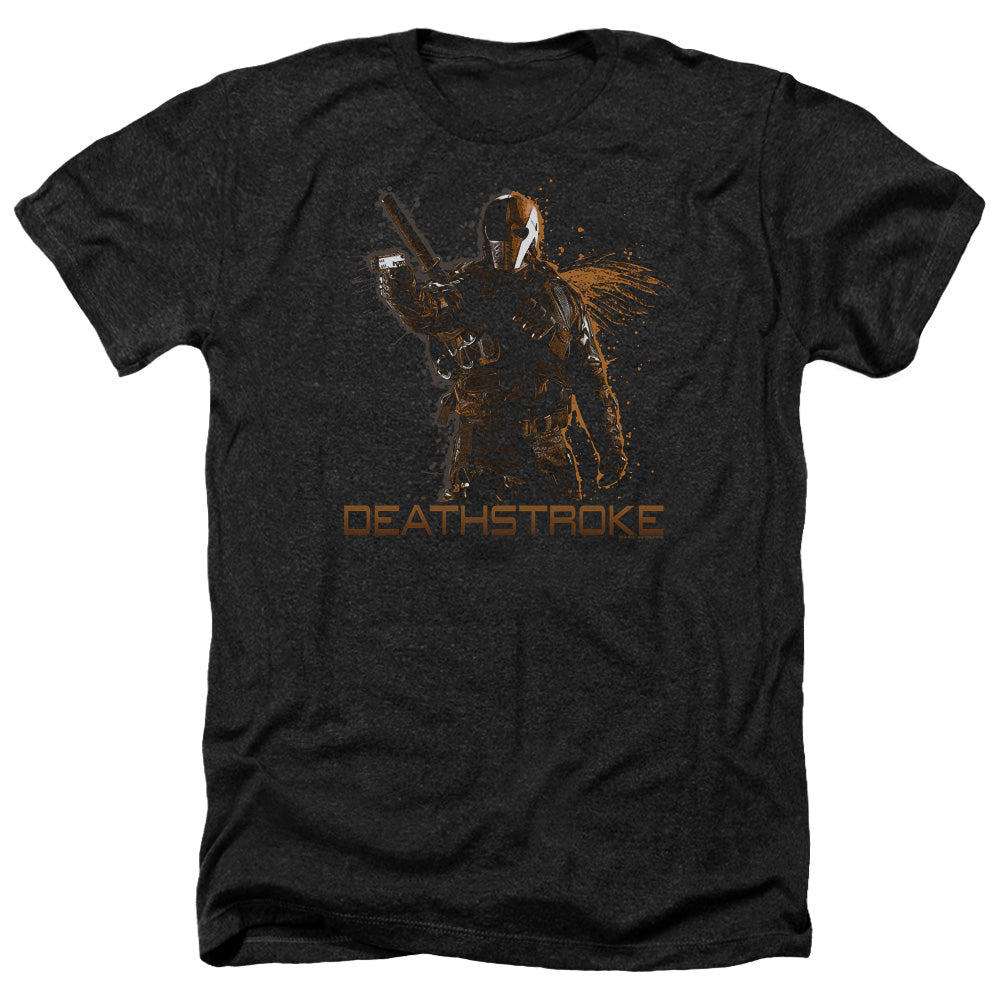 AN OFFCIALLY LICENSED ARROW DEATHSTROKE MEN'S HEATHER T-SHIRT CHARCOAL