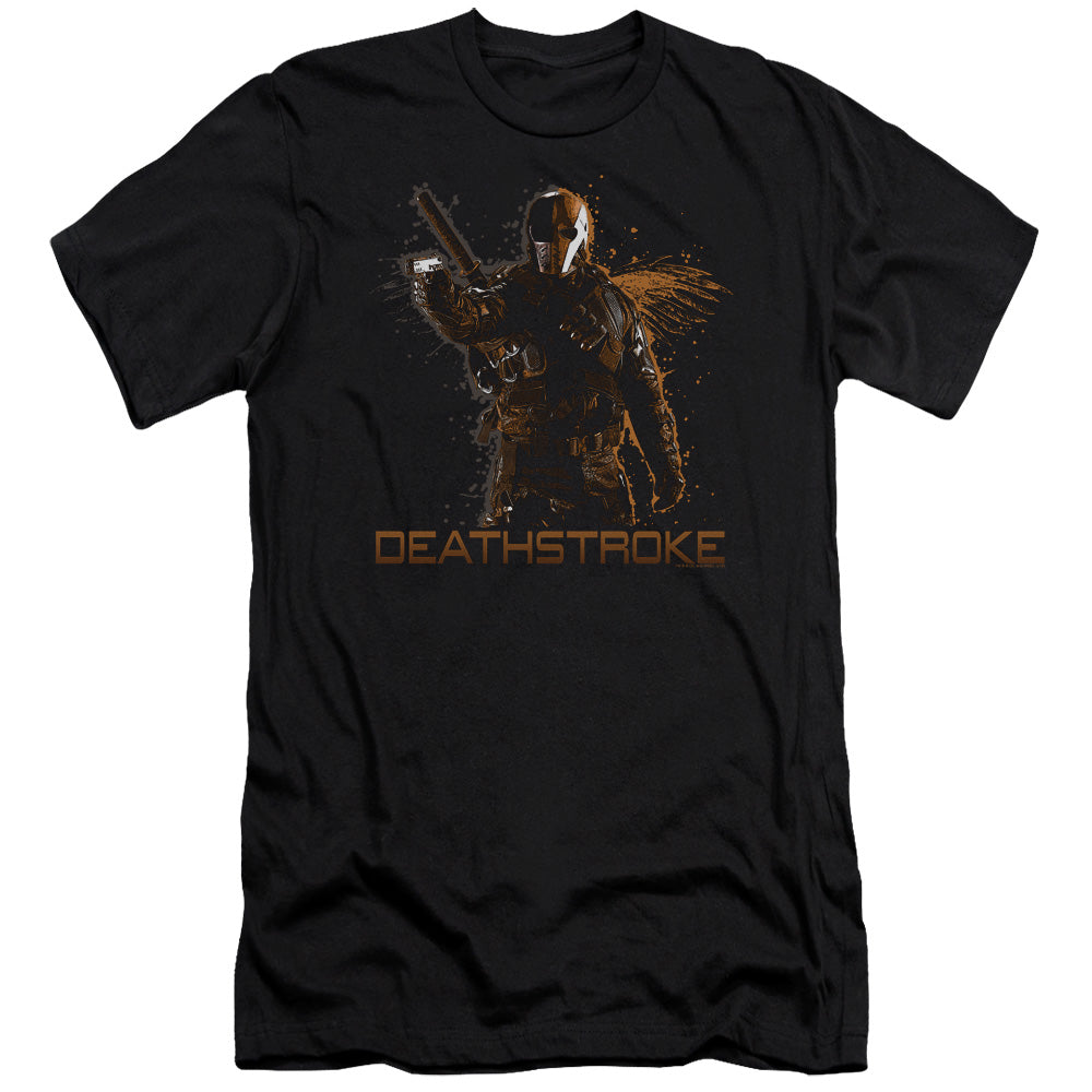 AN OFFCIALLY LICENSED ARROW DEATHSTROKE MEN'S PREMIUM SLIM FIT T-SHIRT BLACK