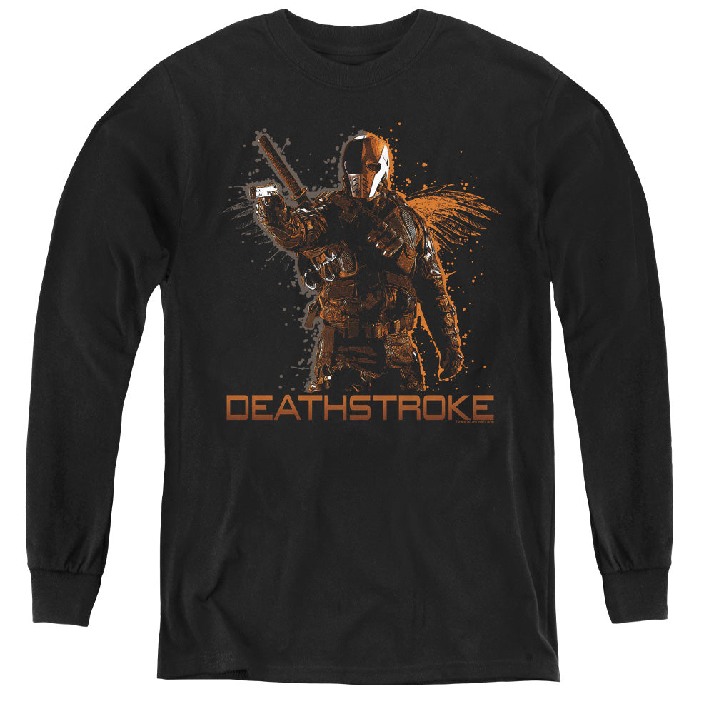 AN OFFCIALLY LICENSED ARROW DEATHSTROKE YOUTH LONG SLEEVE T-SHIRT BLACK