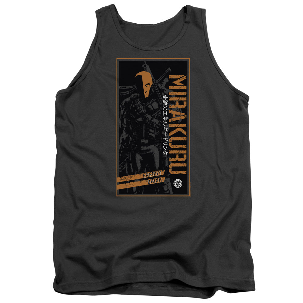 AN OFFCIALLY LICENSED ARROW MIRAKURA ENERGY DRINK ADULT UNISEX TANK TOP CHARCOAL