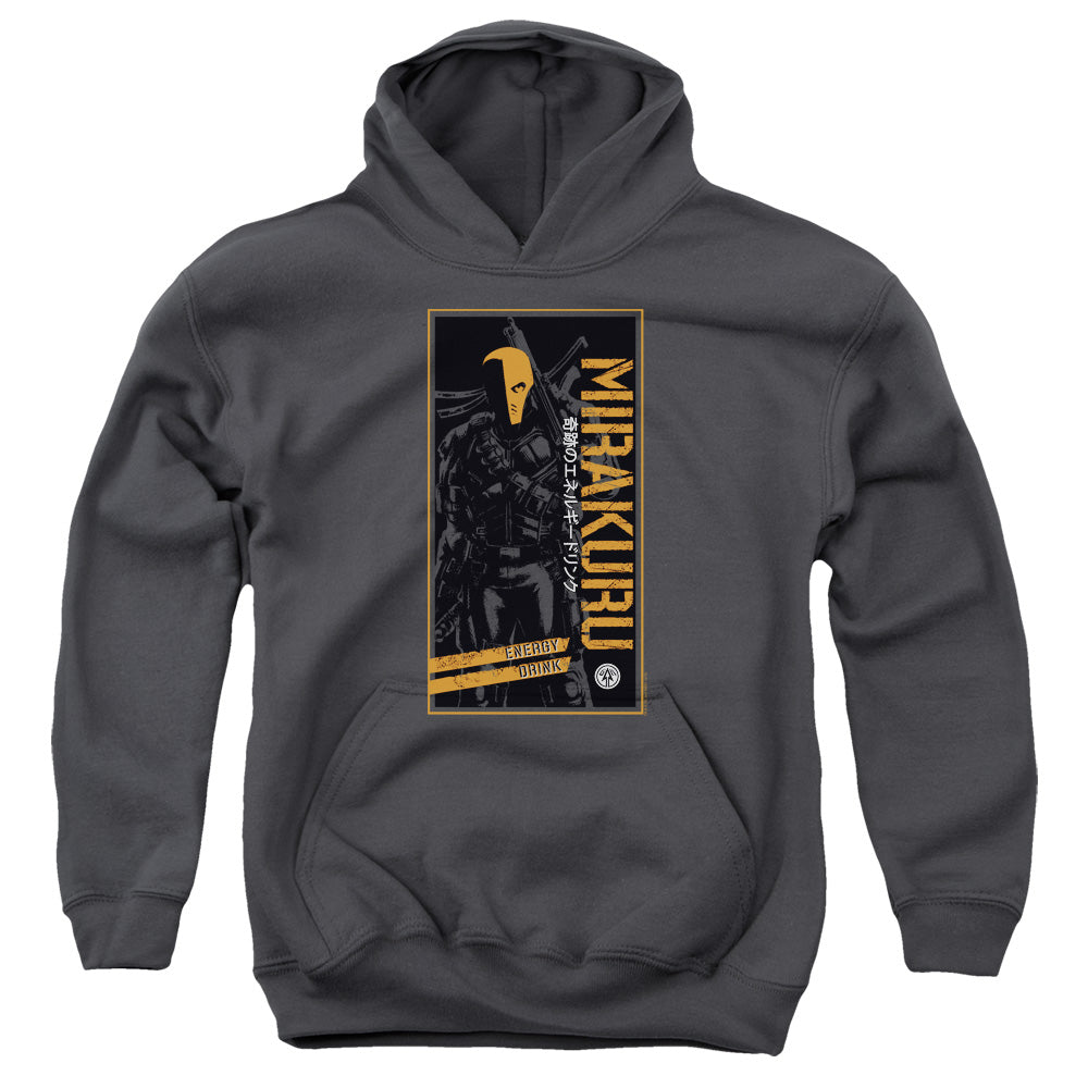 AN OFFCIALLY LICENSED ARROW MIRAKURA ENERGY DRINK YOUTH HOODIE CHARCOAL