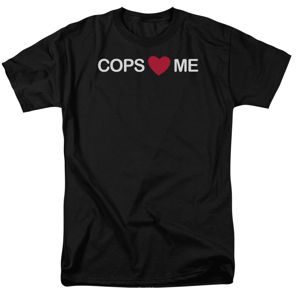 AN OFFCIALLY LICENSED COPS LOVE ME COPS LOVE ME MEN'S REGULAR FIT T-SHIRT BLACK