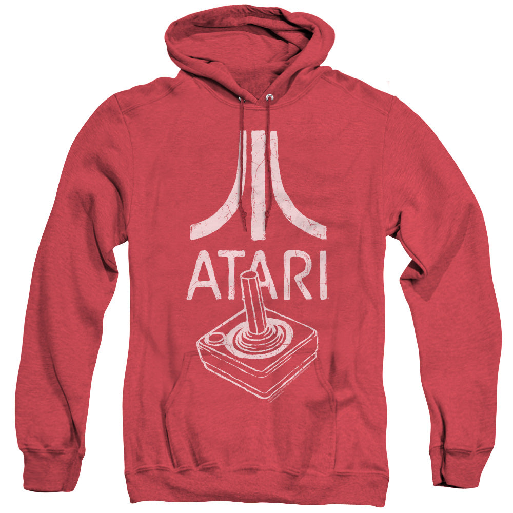 AN OFFCIALLY LICENSED ATARI JOYSTICK LOGO ADULT UNISEX HEATHER PULLOVER HOODIE RED