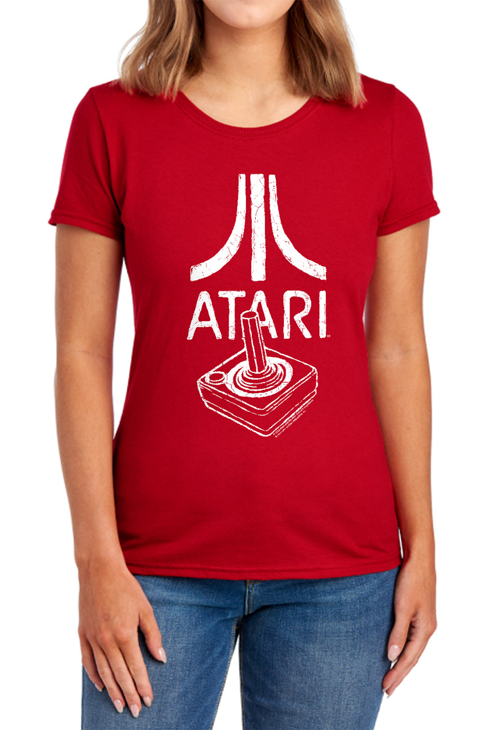 AN OFFCIALLY LICENSED ATARI JOYSTICK LOGO WOMEN'S REGULAR FIT T-SHIRT RED