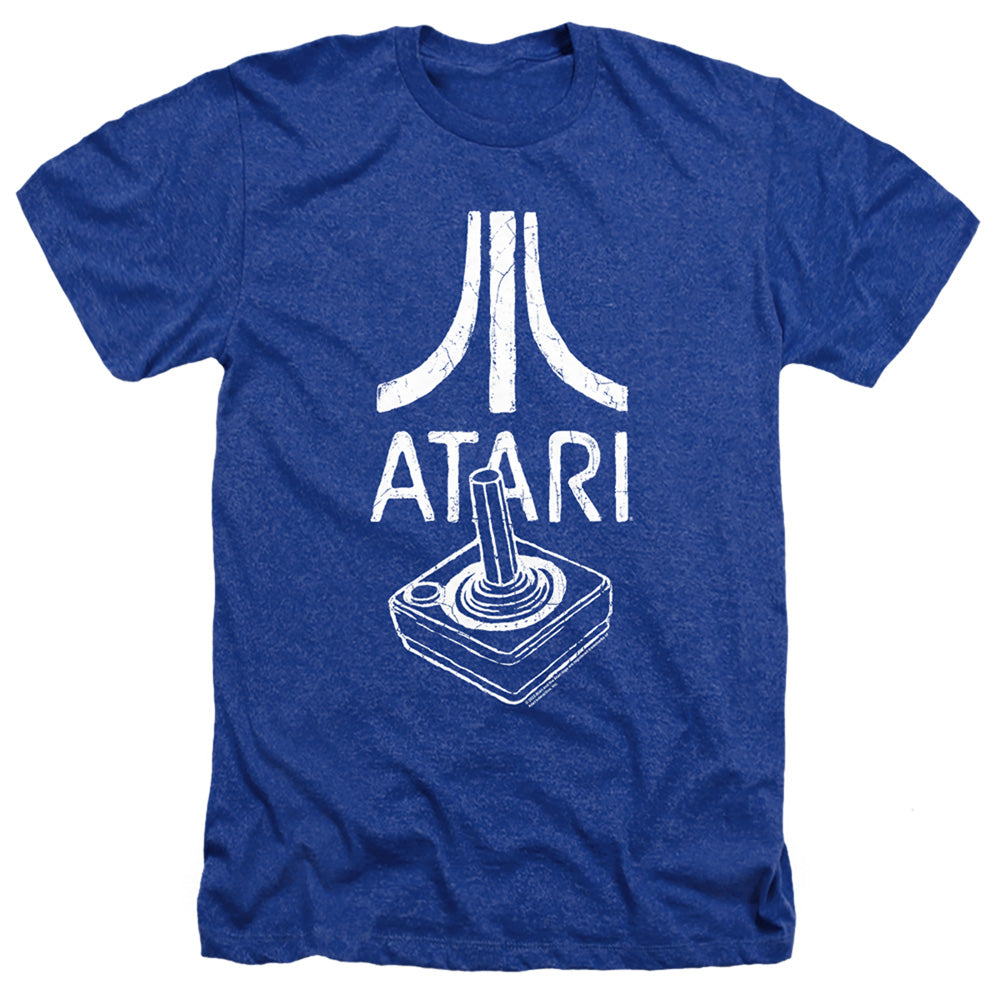 AN OFFCIALLY LICENSED ATARI JOYSTICK LOGO MEN'S HEATHER T-SHIRT ROYAL