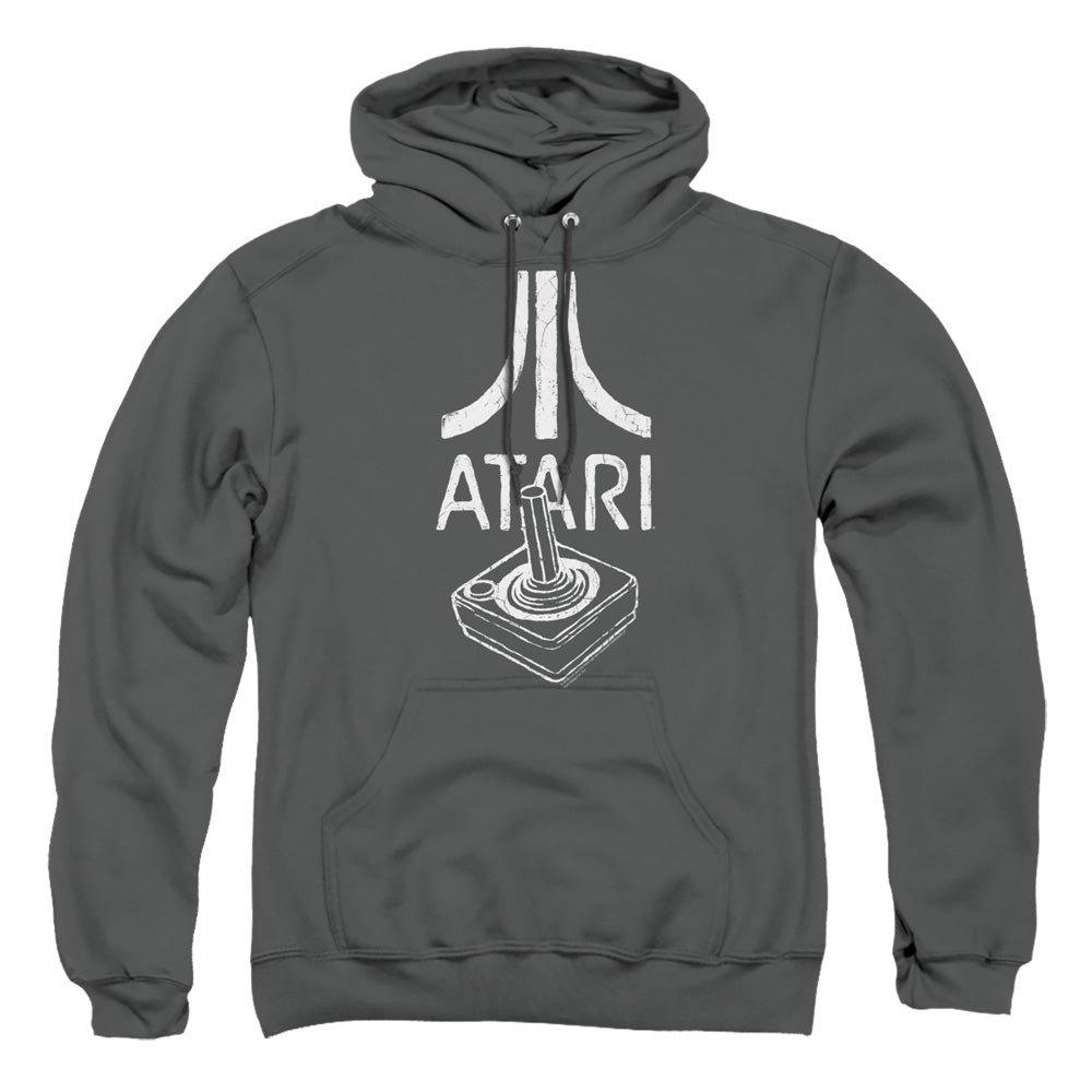 AN OFFCIALLY LICENSED ATARI JOYSTICK LOGO ADULT UNISEX PULLOVER HOODIE CHARCOAL