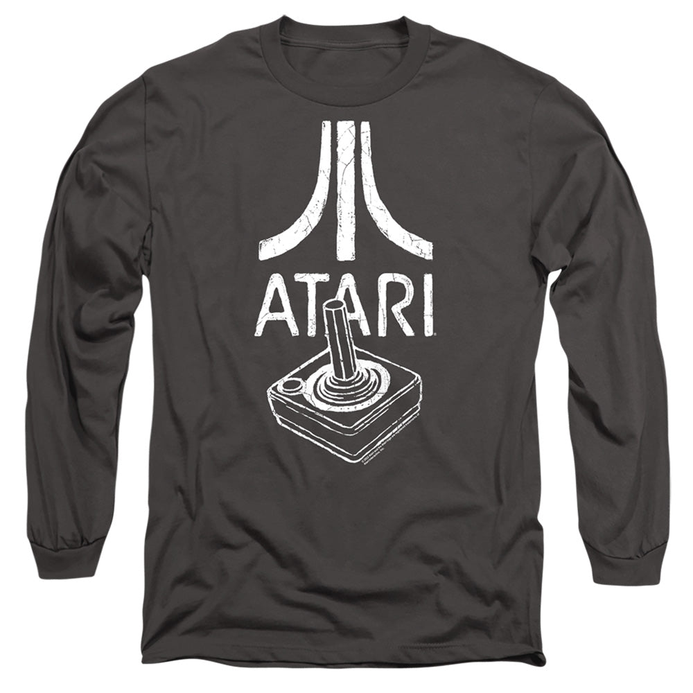 AN OFFCIALLY LICENSED ATARI JOYSTICK LOGO MEN'S LONG SLEEVE T-SHIRT CHARCOAL