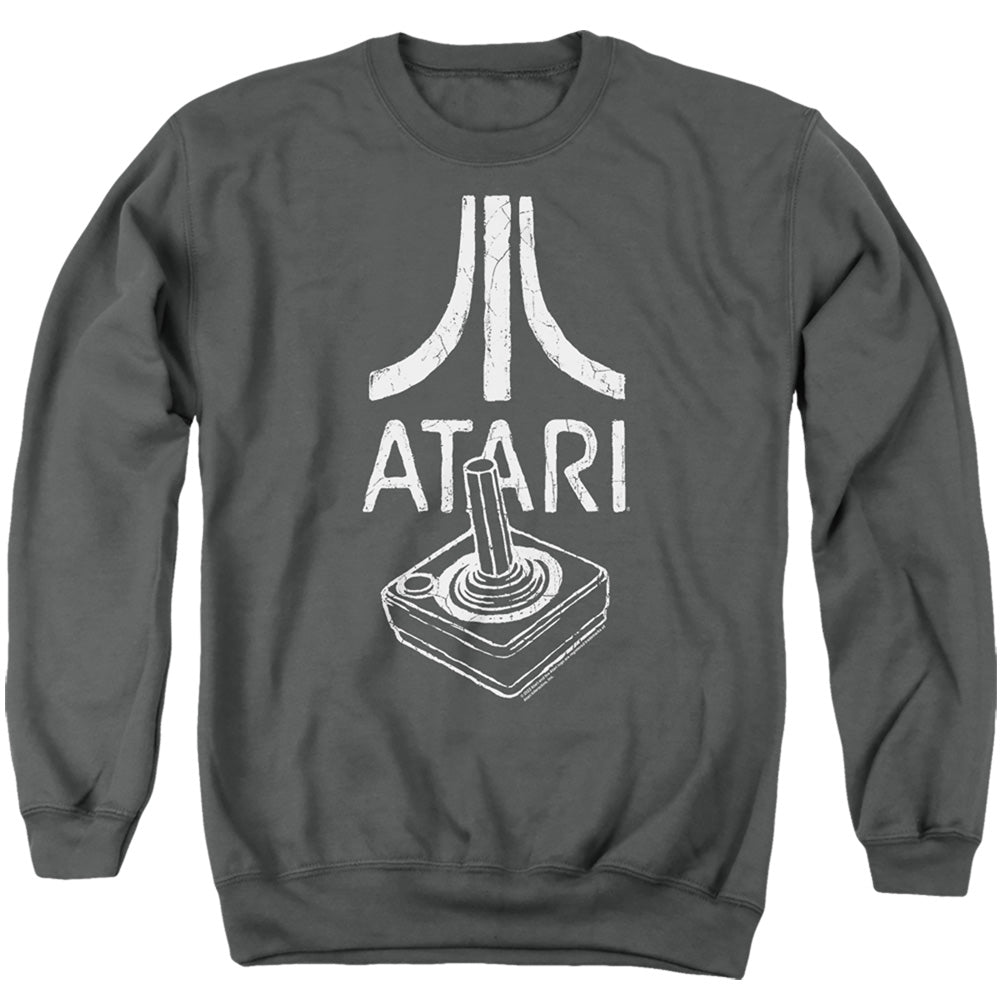 AN OFFCIALLY LICENSED ATARI JOYSTICK LOGO ADULT UNISEX CREWNECK SWEATSHIRT CHARCOAL