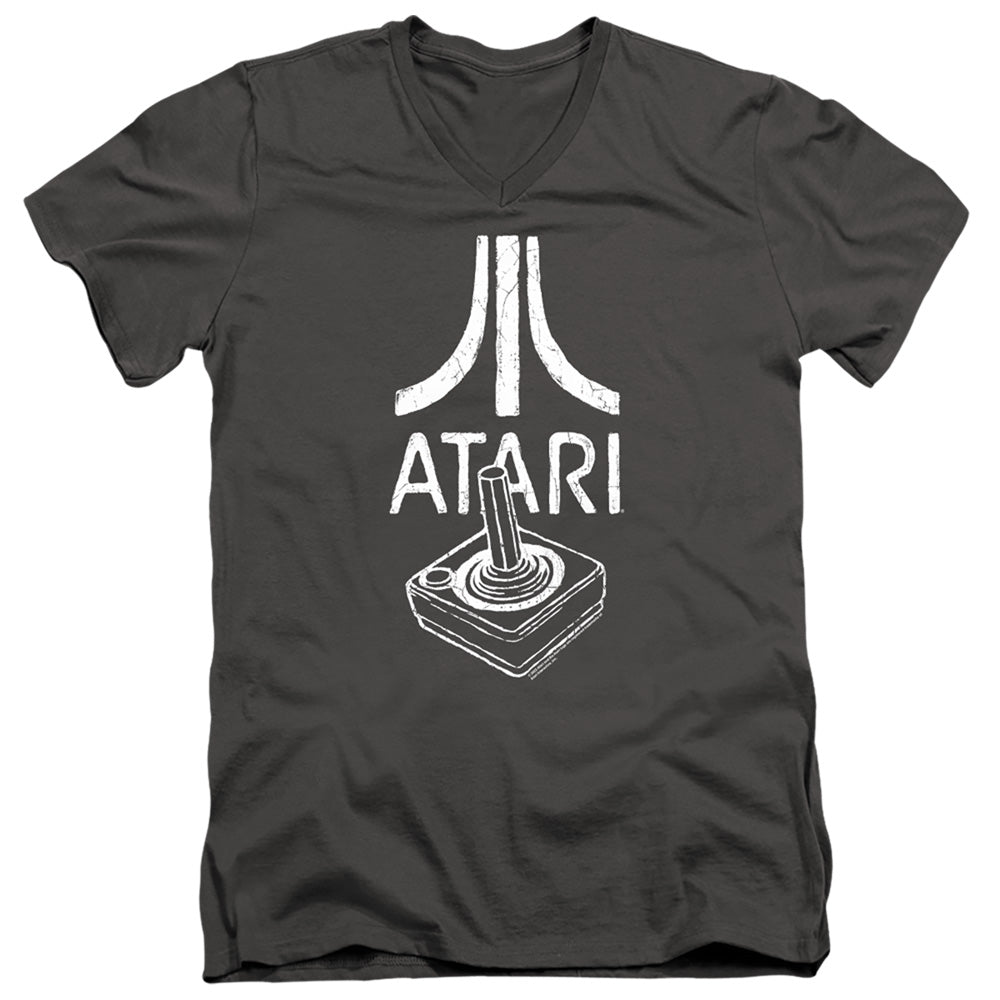 AN OFFCIALLY LICENSED ATARI JOYSTICK LOGO MEN'S V-NECK T-SHIRT CHARCOAL