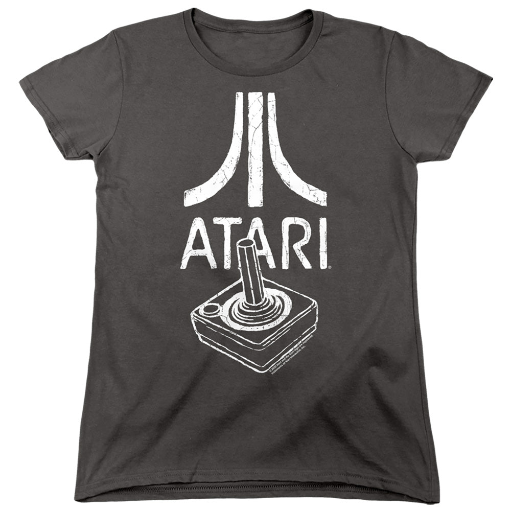 AN OFFCIALLY LICENSED ATARI JOYSTICK LOGO WOMEN'S REGULAR FIT T-SHIRT CHARCOAL