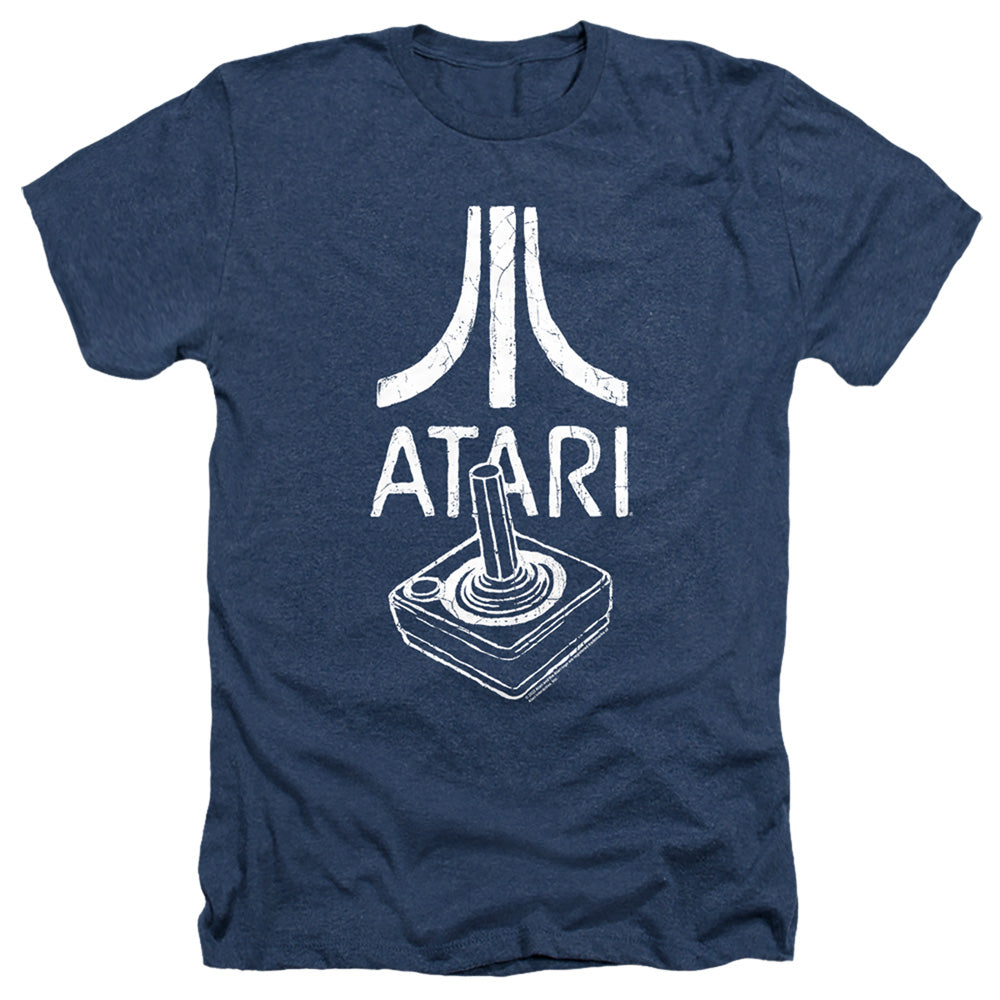 AN OFFCIALLY LICENSED ATARI JOYSTICK LOGO MEN'S HEATHER T-SHIRT NAVY