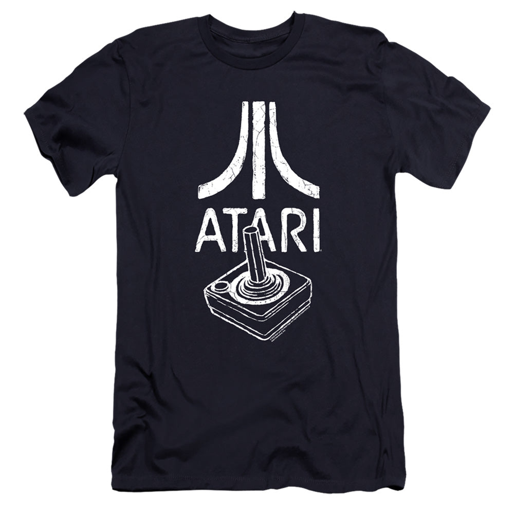 AN OFFCIALLY LICENSED ATARI JOYSTICK LOGO MEN'S PREMIUM SLIM FIT T-SHIRT NAVY