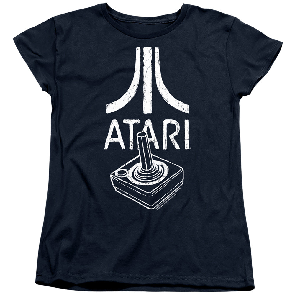 AN OFFCIALLY LICENSED ATARI JOYSTICK LOGO WOMEN'S REGULAR FIT T-SHIRT NAVY
