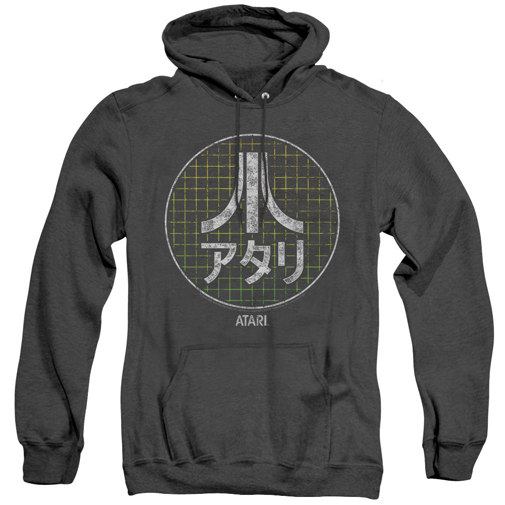 AN OFFCIALLY LICENSED ATARI JAPANESE GRID ADULT UNISEX HEATHER PULLOVER HOODIE BLACK