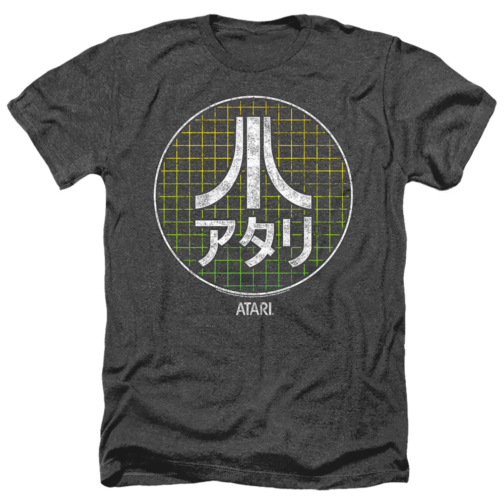 AN OFFCIALLY LICENSED ATARI JAPANESE GRID MEN'S HEATHER T-SHIRT CHARCOAL