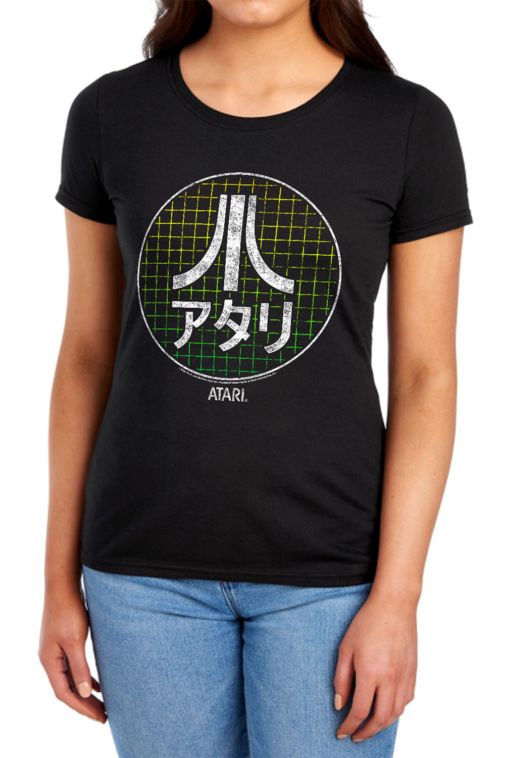 AN OFFCIALLY LICENSED ATARI JAPANESE GRID WOMEN'S REGULAR FIT T-SHIRT BLACK