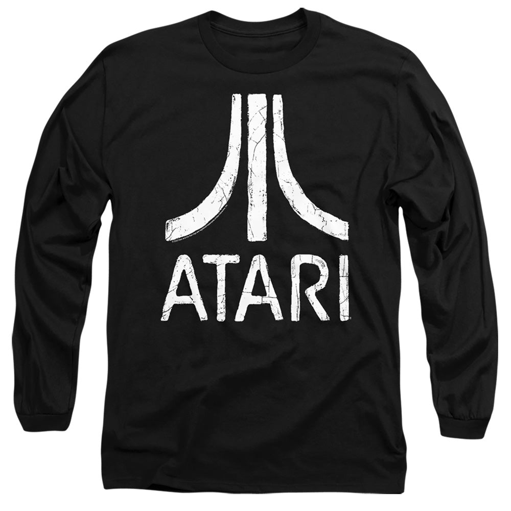 AN OFFCIALLY LICENSED ATARI ROUGH LOGO MEN'S LONG SLEEVE T-SHIRT BLACK