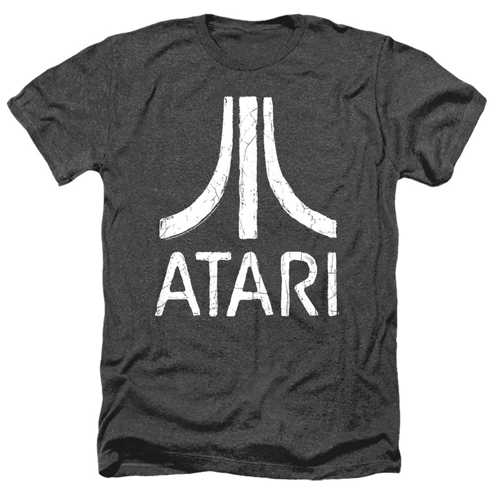 AN OFFCIALLY LICENSED ATARI ROUGH LOGO MEN'S HEATHER T-SHIRT CHARCOAL