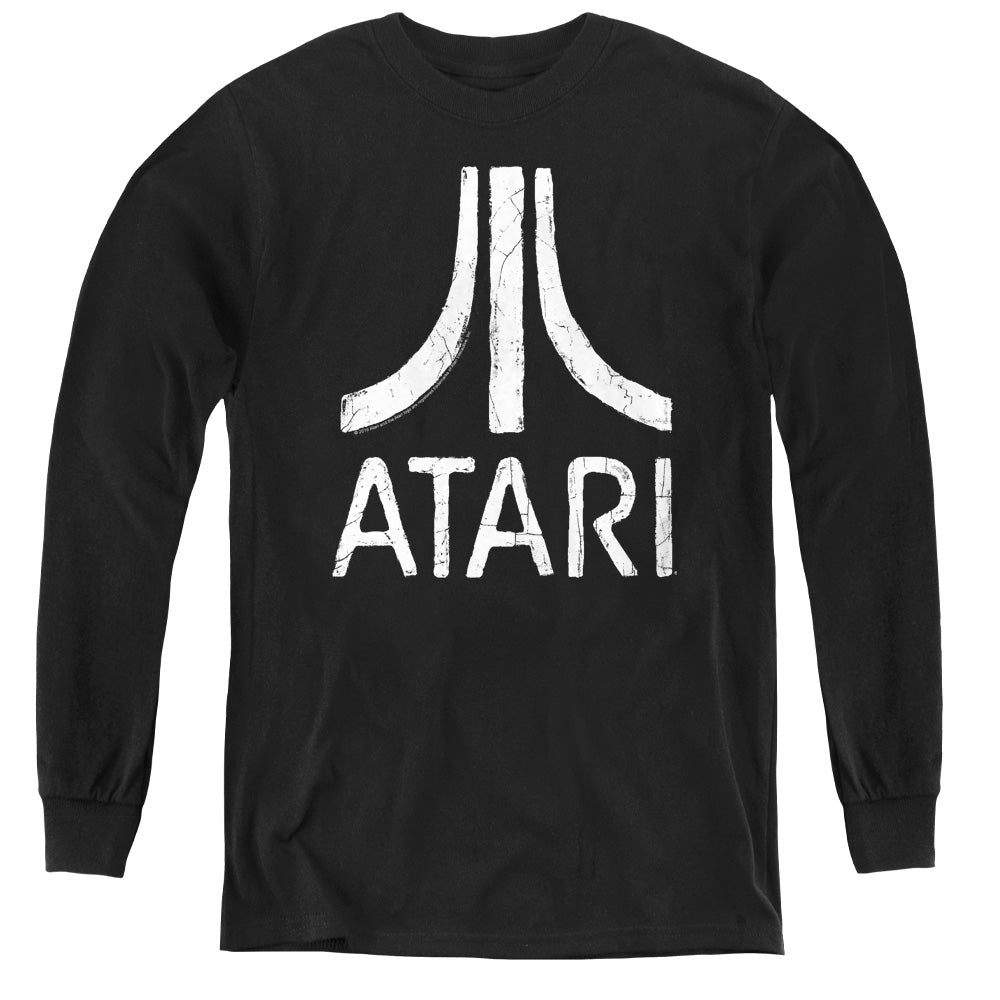 AN OFFCIALLY LICENSED ATARI ROUGH LOGO YOUTH LONG SLEEVE T-SHIRT BLACK