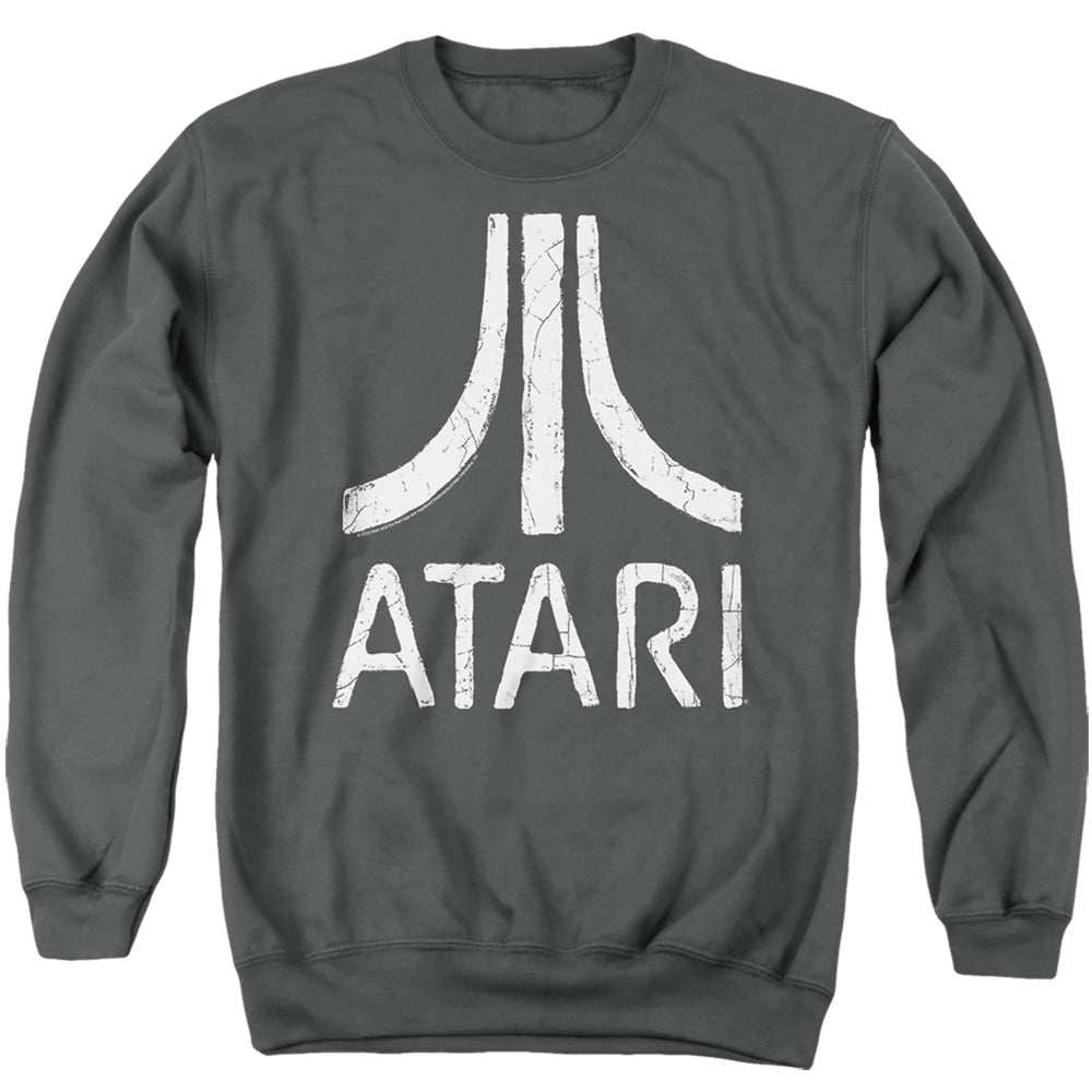 AN OFFCIALLY LICENSED ATARI ROUGH LOGO ADULT UNISEX CREWNECK SWEATSHIRT CHARCOAL