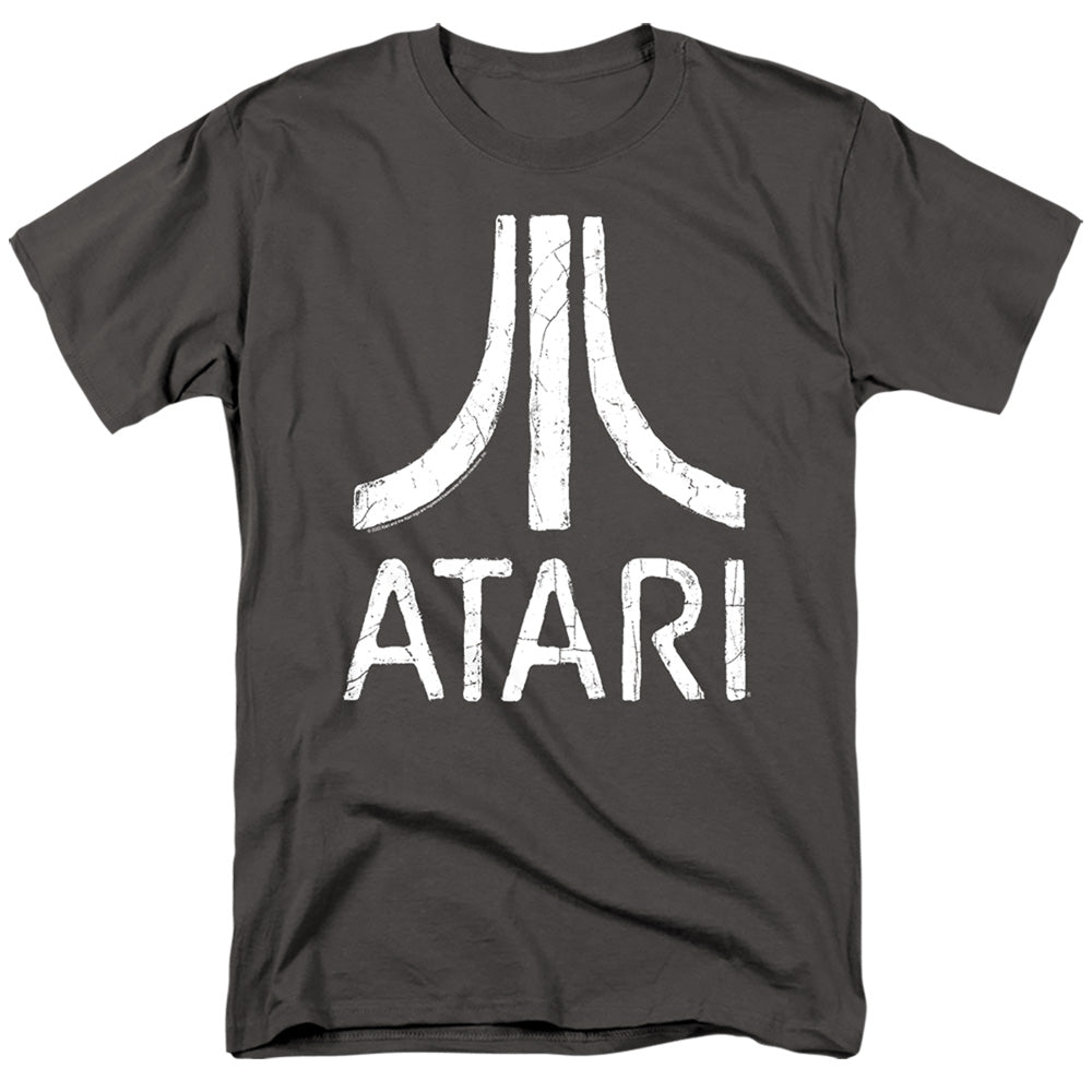 AN OFFCIALLY LICENSED ATARI ROUGH LOGO MEN'S REGULAR FIT T-SHIRT CHARCOAL
