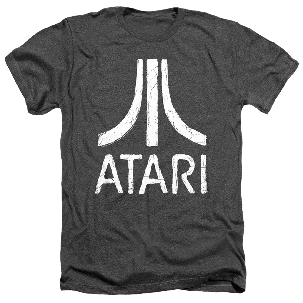 AN OFFCIALLY LICENSED ATARI ROUGH LOGO MEN'S HEATHER T-SHIRT CHARCOAL