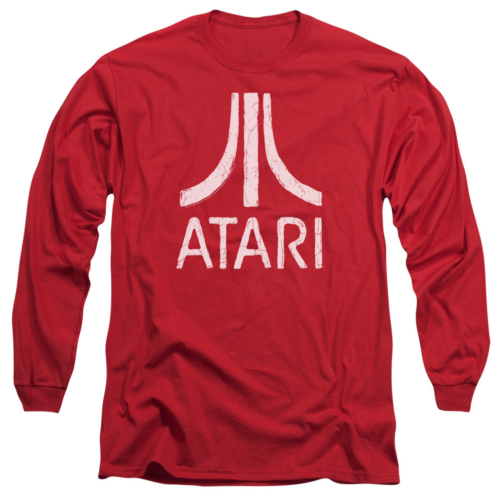AN OFFCIALLY LICENSED ATARI ROUGH LOGO MEN'S LONG SLEEVE T-SHIRT RED