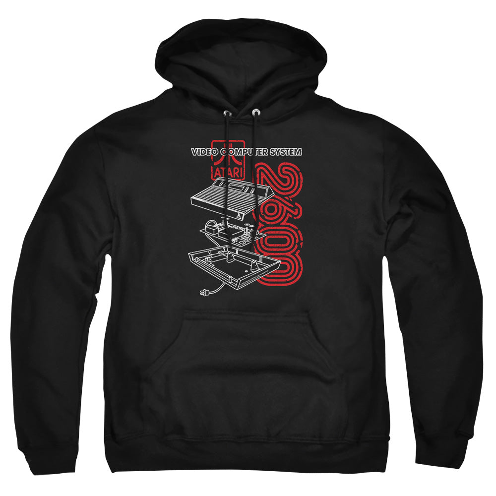 AN OFFCIALLY LICENSED ATARI 2600 ADULT UNISEX PULLOVER HOODIE BLACK