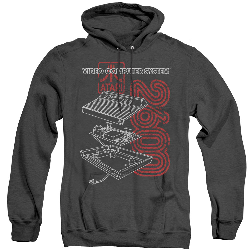 AN OFFCIALLY LICENSED ATARI 2600 ADULT UNISEX HEATHER PULLOVER HOODIE BLACK