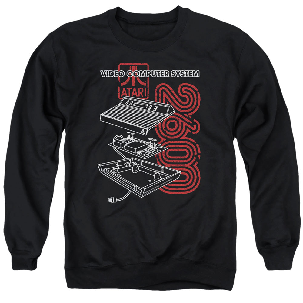 AN OFFCIALLY LICENSED ATARI 2600 ADULT UNISEX CREWNECK SWEATSHIRT BLACK