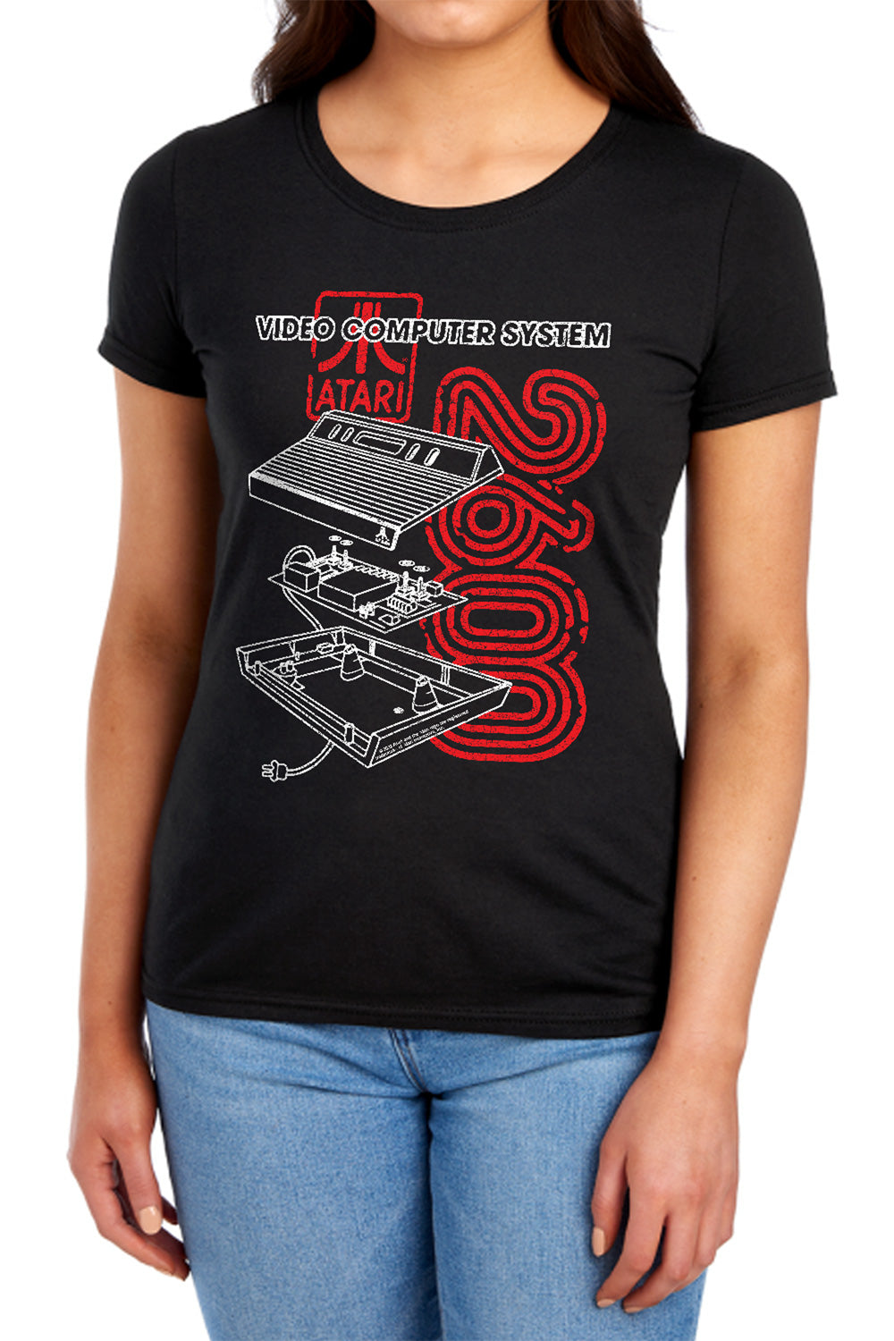 AN OFFCIALLY LICENSED ATARI 2600 WOMEN'S REGULAR FIT T-SHIRT BLACK