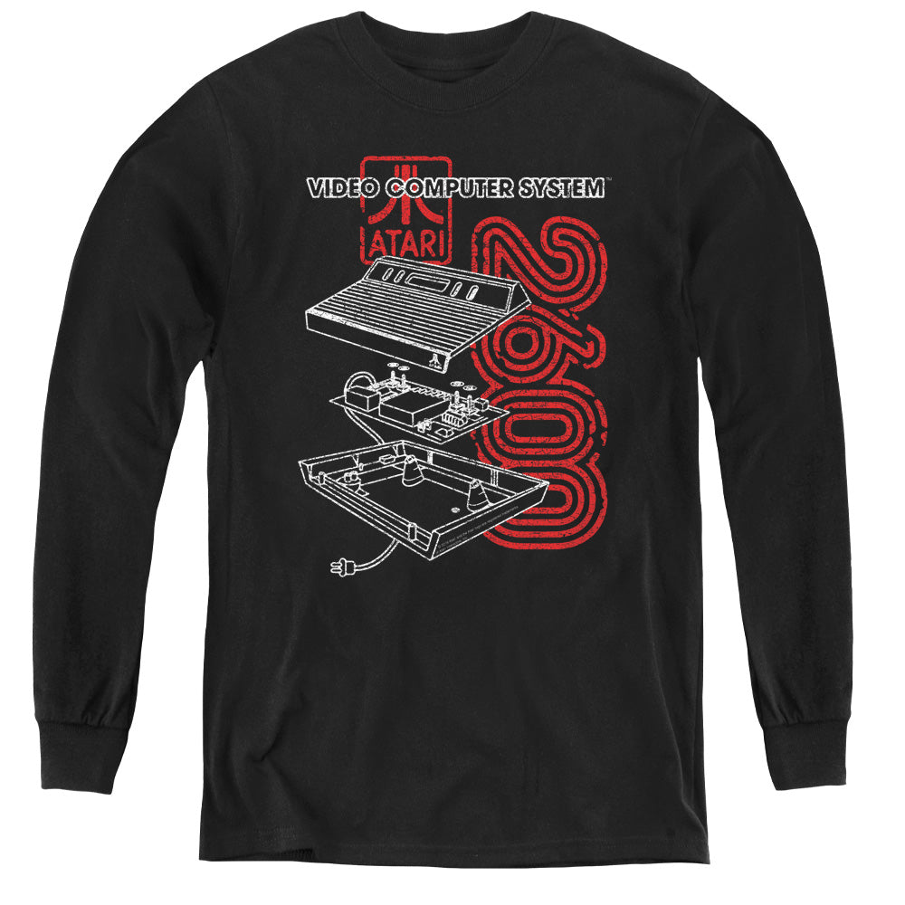 AN OFFCIALLY LICENSED ATARI 2600 YOUTH LONG SLEEVE T-SHIRT BLACK