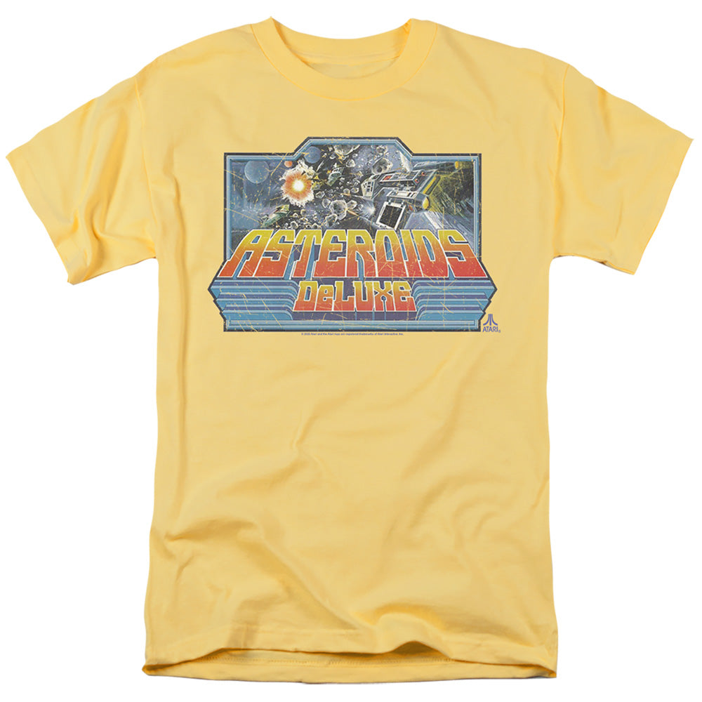 AN OFFCIALLY LICENSED ATARI ASTEROIDS DELUXE MEN'S REGULAR FIT T-SHIRT BANANA
