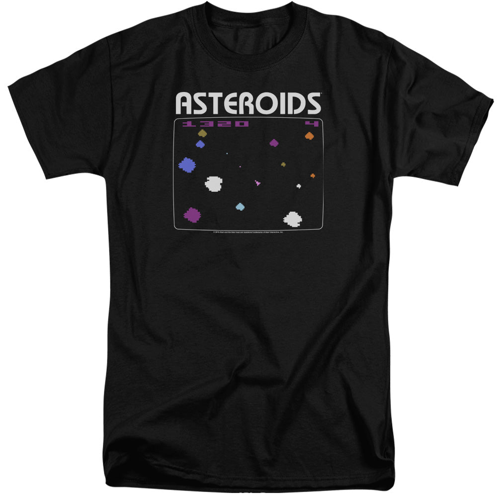 AN OFFCIALLY LICENSED ATARI ASTEROIDS SCREEN MEN'S TALL FIT T-SHIRT BLACK