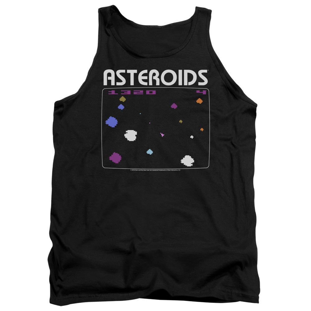 AN OFFCIALLY LICENSED ATARI ASTEROIDS SCREEN ADULT UNISEX TANK TOP BLACK
