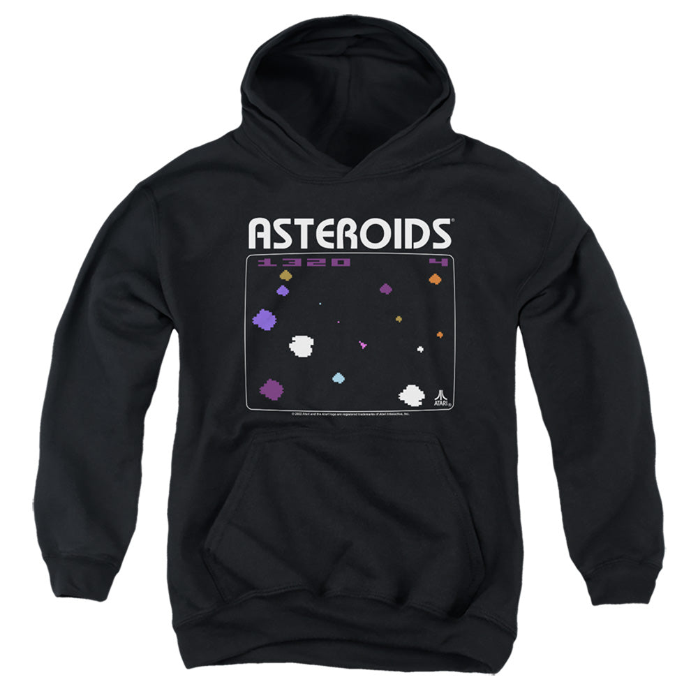 AN OFFCIALLY LICENSED ATARI ASTEROIDS SCREEN YOUTH HOODIE BLACK