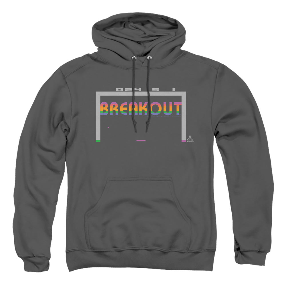AN OFFCIALLY LICENSED ATARI BREAKOUT 2600 ADULT UNISEX PULLOVER HOODIE CHARCOAL