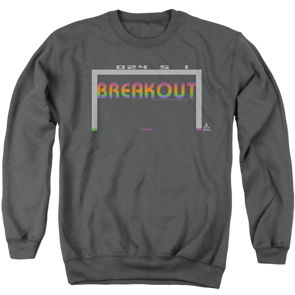AN OFFCIALLY LICENSED ATARI BREAKOUT 2600 ADULT UNISEX CREWNECK SWEATSHIRT CHARCOAL