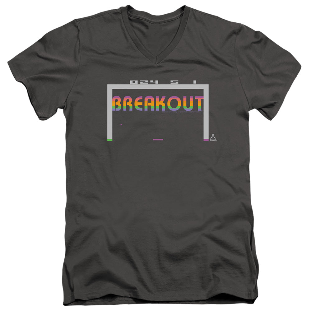 AN OFFCIALLY LICENSED ATARI BREAKOUT 2600 MEN'S V-NECK T-SHIRT CHARCOAL