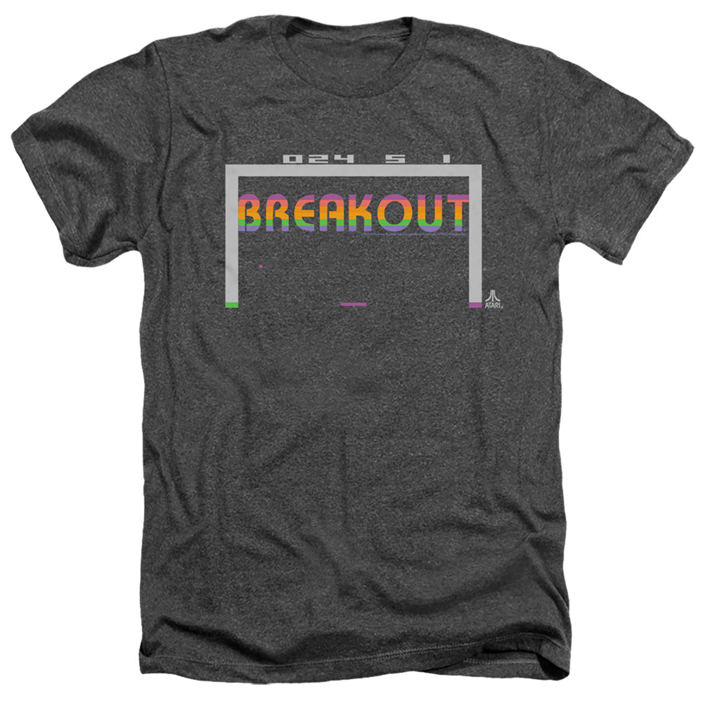 AN OFFCIALLY LICENSED ATARI BREAKOUT 2600 MEN'S HEATHER T-SHIRT CHARCOAL
