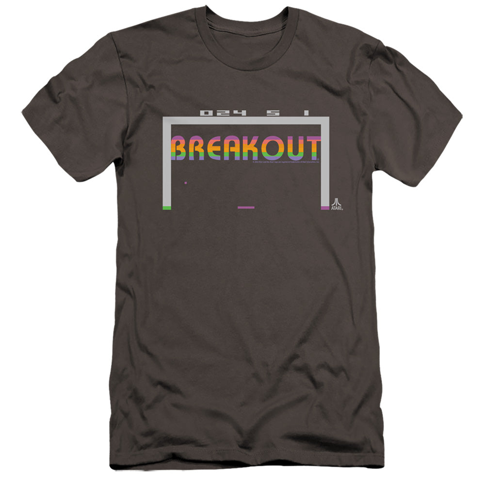 AN OFFCIALLY LICENSED ATARI BREAKOUT 2600 MEN'S PREMIUM SLIM FIT T-SHIRT CHARCOAL