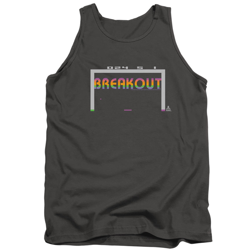 AN OFFCIALLY LICENSED ATARI BREAKOUT 2600 ADULT UNISEX TANK TOP CHARCOAL