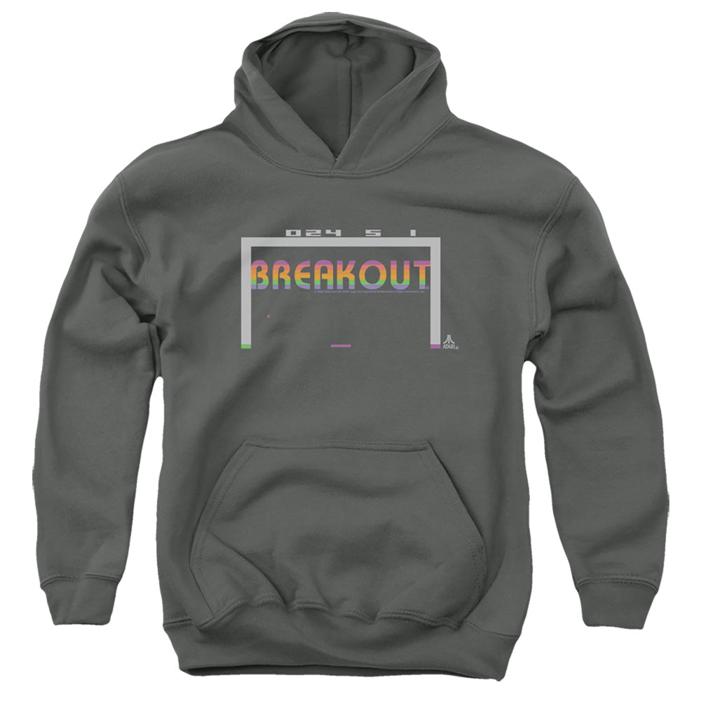 AN OFFCIALLY LICENSED ATARI BREAKOUT 2600 YOUTH HOODIE CHARCOAL