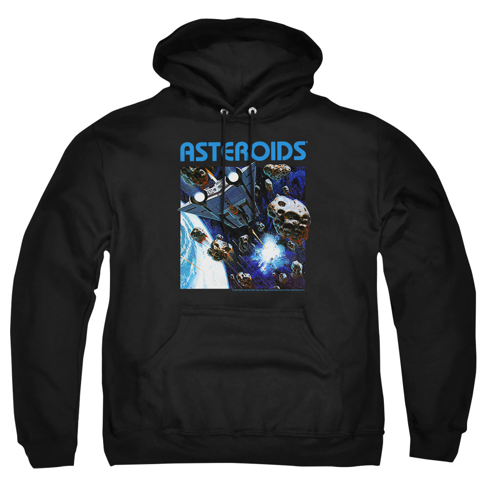 AN OFFCIALLY LICENSED ATARI 2600 ASTEROIDS ADULT UNISEX PULLOVER HOODIE BLACK
