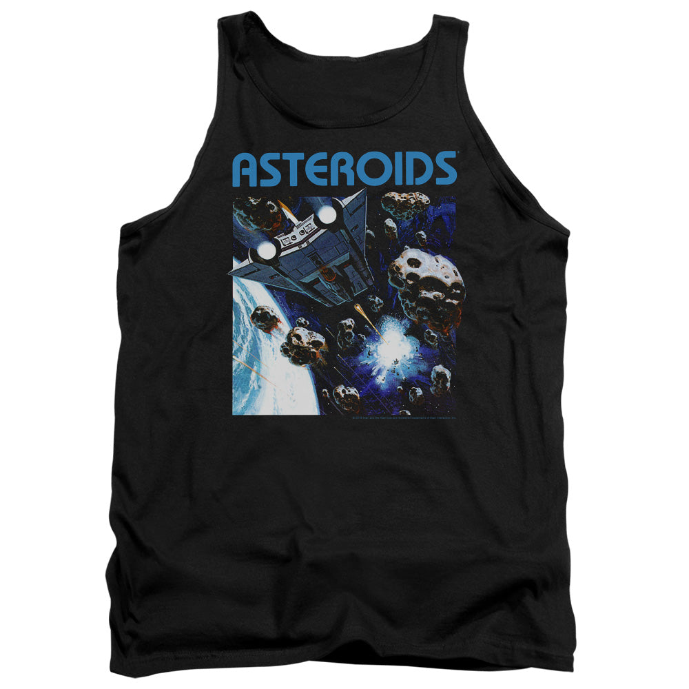 AN OFFCIALLY LICENSED ATARI 2600 ASTEROIDS ADULT UNISEX TANK TOP BLACK