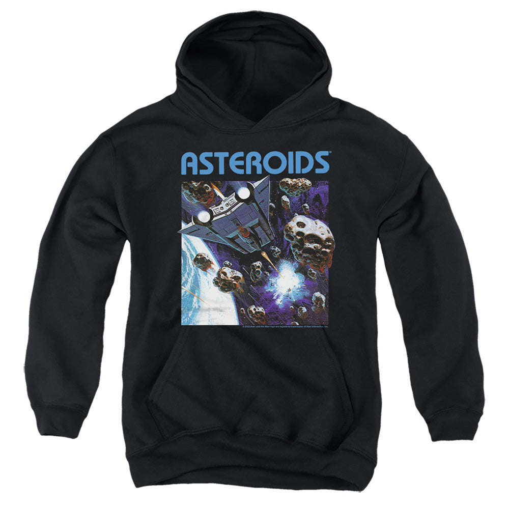 AN OFFCIALLY LICENSED ATARI 2600 ASTEROIDS YOUTH HOODIE BLACK