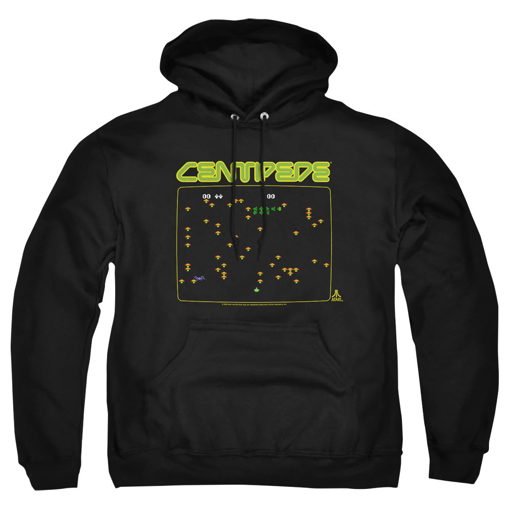 AN OFFCIALLY LICENSED ATARI CENTIPEDE SCREEN ADULT UNISEX PULLOVER HOODIE BLACK