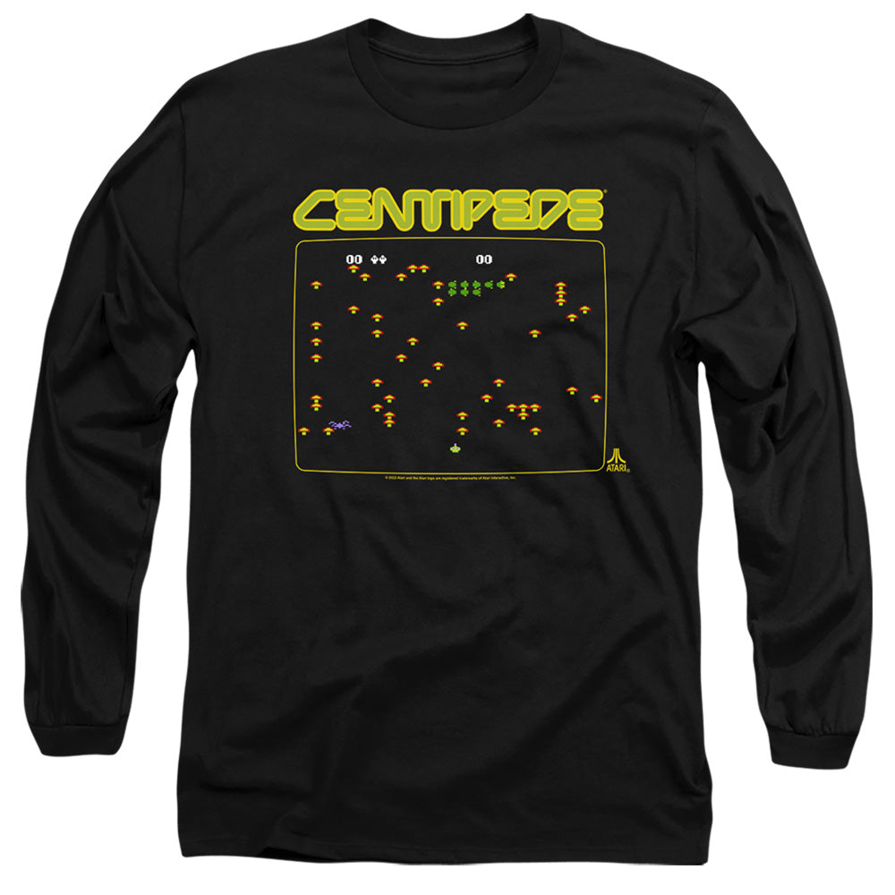 AN OFFCIALLY LICENSED ATARI CENTIPEDE SCREEN MEN'S LONG SLEEVE T-SHIRT BLACK